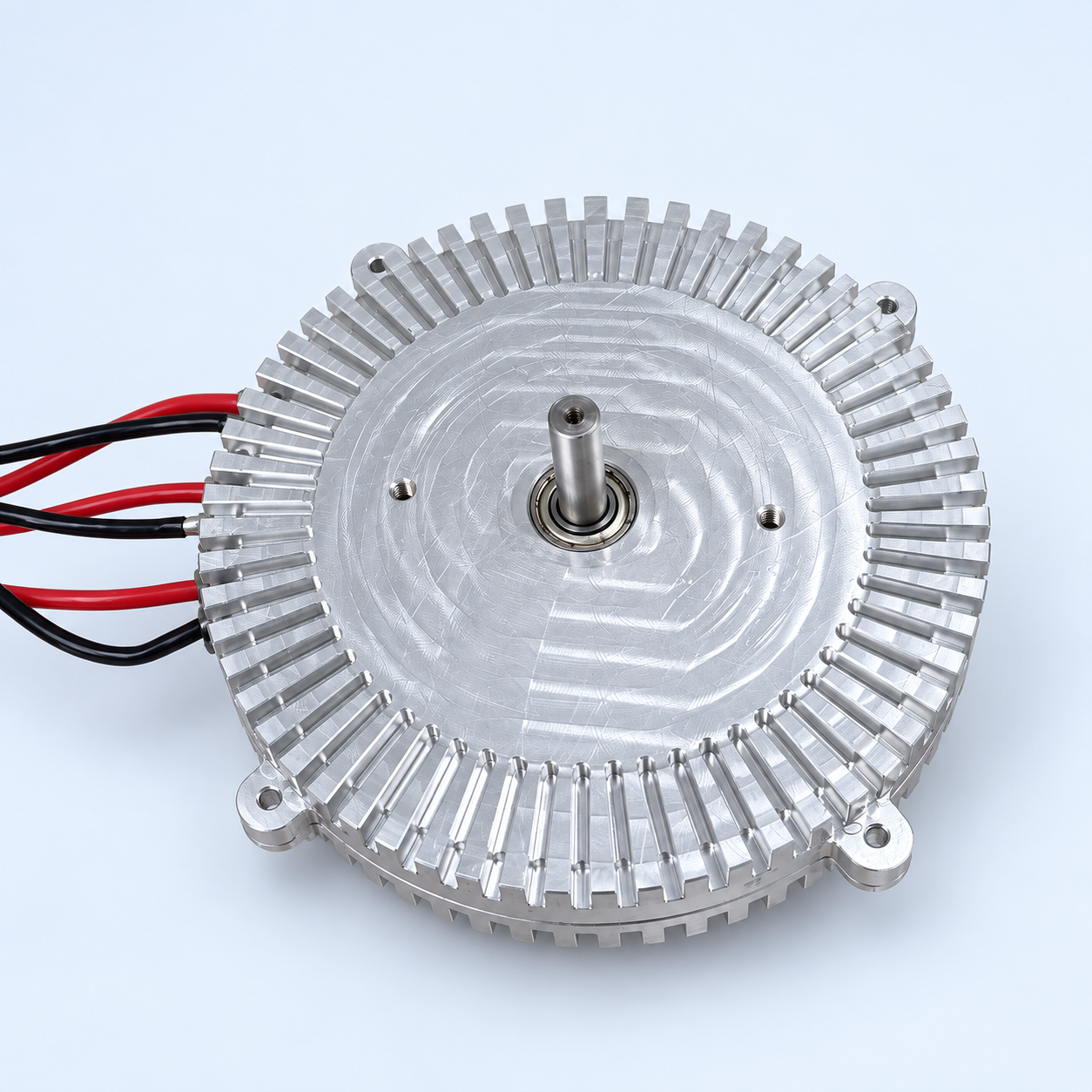 PCB axial-flux motor physical prototype, background and lighting retouched